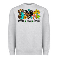 Heather Grey peace love cross Heavyweight Sweatshirt - AdoDesignShop