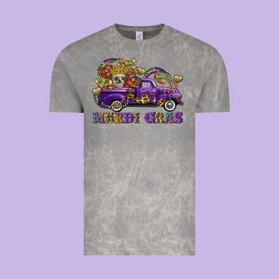 Mardi Gras Skull Truck Vintage Tee Designed By Fadigitalartstudio