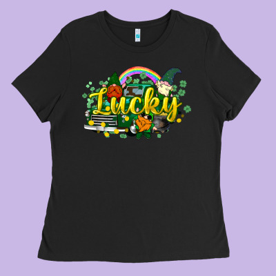 Lucky Gnomes Truck St. Patrick's Ladies Tee Designed By Howdyjamesfarm