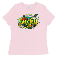 Bubblegum Pink lucky gnomes truck St. Patrick's Ladies Tee - HowdyJamesFarm