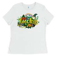 White lucky gnomes truck St. Patrick's Ladies Tee - HowdyJamesFarm