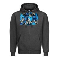 Charcoal Heather westerb cowhide winter background Zipper Hoodie - AdoDesignShop