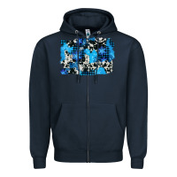 Navy westerb cowhide winter background Zipper Hoodie - AdoDesignShop