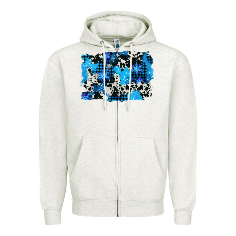 Westerb Cowhide Winter Background Zipper Hoodie by AdoDesignShop | Teevron