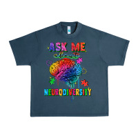 Midnight Navy Ask me about neurodiversity Urban Heavy Tee - FaDigitalArtStudio