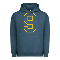 Pigment Midnight Navy number #9 sports jersey uniform Urban Hoodie - linhVisuals