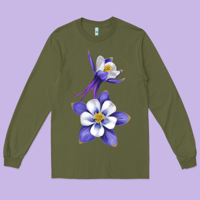 Colorado Rocky Mountain Columbine Flower Long Sleeve Tee Designed By Ranaportraitstore