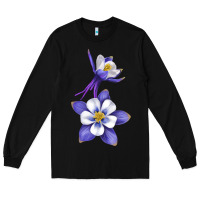 Black Colorado Rocky Mountain Columbine Flower Long Sleeve Tee - RanaPortraitStore