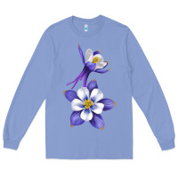 Colony Blue Colorado Rocky Mountain Columbine Flower Long Sleeve Tee - RanaPortraitStore