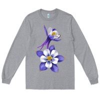Heather Grey Colorado Rocky Mountain Columbine Flower Long Sleeve Tee - RanaPortraitStore