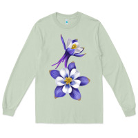 Matcha Colorado Rocky Mountain Columbine Flower Long Sleeve Tee - RanaPortraitStore