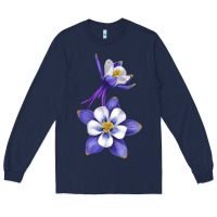 Navy Colorado Rocky Mountain Columbine Flower Long Sleeve Tee - RanaPortraitStore