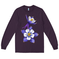Plum Colorado Rocky Mountain Columbine Flower Long Sleeve Tee - RanaPortraitStore