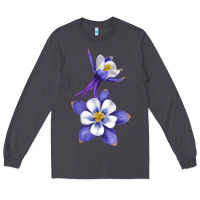 Smoke Colorado Rocky Mountain Columbine Flower Long Sleeve Tee - RanaPortraitStore