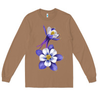 Toasted Coconut Colorado Rocky Mountain Columbine Flower Long Sleeve Tee - RanaPortraitStore