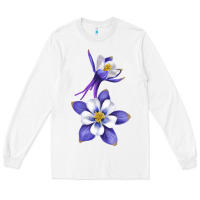 White Colorado Rocky Mountain Columbine Flower Long Sleeve Tee - RanaPortraitStore