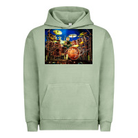 Pigment Oil Green Neil Peart encore Urban Hoodie - linhVisuals