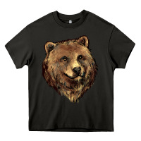 Asphalt Grizzly Bear Head Heavy Core Tee - HowdyJamesFarm