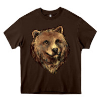 Chocolate Brown Grizzly Bear Head Heavy Core Tee - HowdyJamesFarm