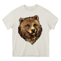 Cream Grizzly Bear Head Heavy Core Tee - HowdyJamesFarm