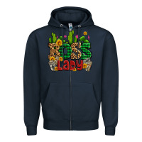 Navy boss lady with money and cactus Zipper Hoodie - AdoDesignShop