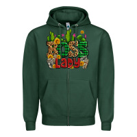 Sports Green boss lady with money and cactus Zipper Hoodie - AdoDesignShop