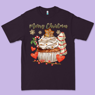 Merry Christmas Cupcake Premium Tee Designed By Cowgirlartshop