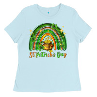 Baby Blue St. Patrick's Day rainbow Ladies Tee - HowdyJamesFarm