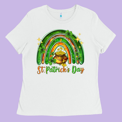 St. Patrick's Day Rainbow Ladies Tee Designed By Howdyjamesfarm