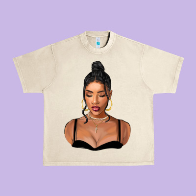 Black Woman Urban Heavy Tee Designed By Fadigitalartstudio