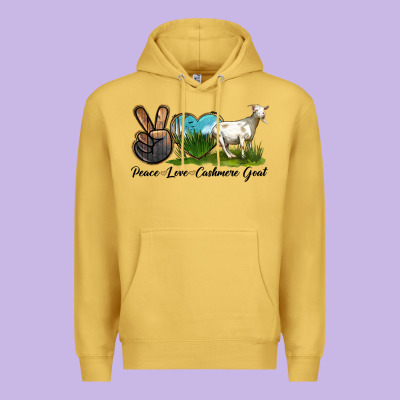 Peace Love Cashmere Goat Premium Hoodie Designed By Lillyallendesigns