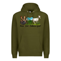 Army Green Peace Love Cashmere Goat Premium Hoodie - LillyAllenDesigns