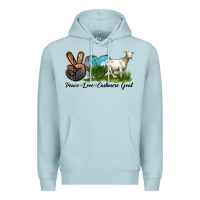 Blue Mist Peace Love Cashmere Goat Premium Hoodie - LillyAllenDesigns