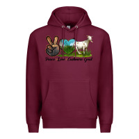 Burgundy Peace Love Cashmere Goat Premium Hoodie - LillyAllenDesigns