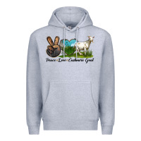 Heather Grey Peace Love Cashmere Goat Premium Hoodie - LillyAllenDesigns