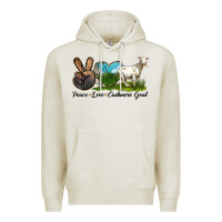 Oatmeal Heather Peace Love Cashmere Goat Premium Hoodie - LillyAllenDesigns