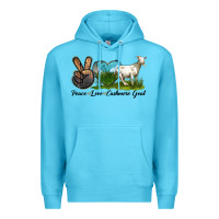 Ocean Blue Peace Love Cashmere Goat Premium Hoodie - LillyAllenDesigns