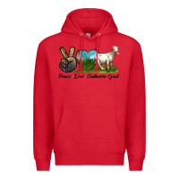 Red Peace Love Cashmere Goat Premium Hoodie - LillyAllenDesigns