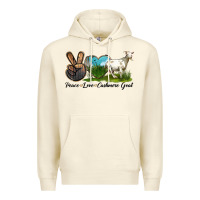 Sandshell Peace Love Cashmere Goat Premium Hoodie - LillyAllenDesigns