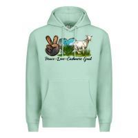 Seafoam Peace Love Cashmere Goat Premium Hoodie - LillyAllenDesigns