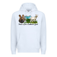White Peace Love Cashmere Goat Premium Hoodie - LillyAllenDesigns