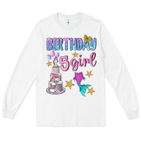 White birthday girl 5 Long Sleeve Tee - BundleAndBundleShop