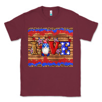 Burgundy american flag gnomes love star leopard glitter Classic Tee - Artiststas