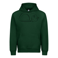 Forest Green Sleeping Cat Line Art Urban Hoodie - linhVisuals