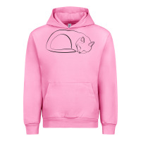 Fuchsia Pink Sleeping Cat Line Art Urban Hoodie - linhVisuals