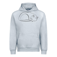 Heather Grey Sleeping Cat Line Art Urban Hoodie - linhVisuals