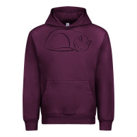 Mauve Wine Sleeping Cat Line Art Urban Hoodie - linhVisuals