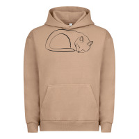 Pigment Burro Sleeping Cat Line Art Urban Hoodie - linhVisuals