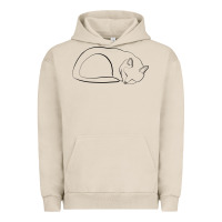 Pigment French Oak Sleeping Cat Line Art Urban Hoodie - linhVisuals