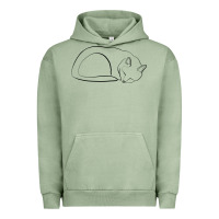 Pigment Oil Green Sleeping Cat Line Art Urban Hoodie - linhVisuals